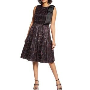 NWT Halogen x Atlantic-Pacific Bow Rainbow Tinsel Tiered‎ Party Dress size 6